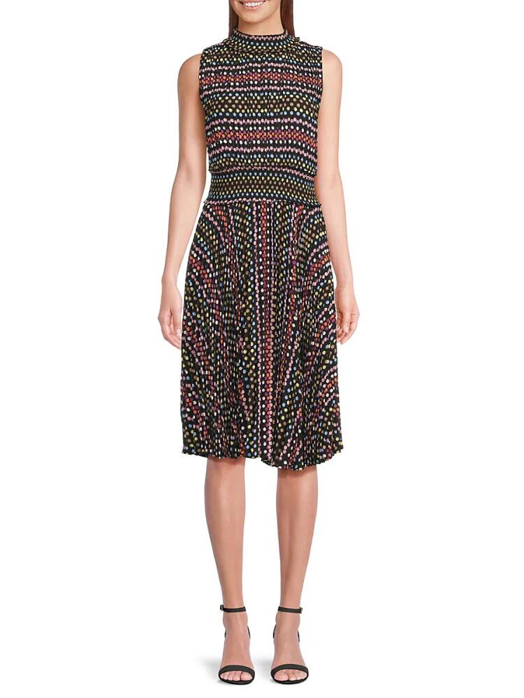 NANETTE nanette lepore Women's Animal-Print Pleated Dress - Black Multi Cover