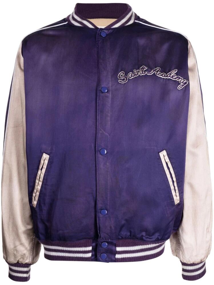 SAINT MXXXXXX logo-embroidered bomber jacket - Purple Cover