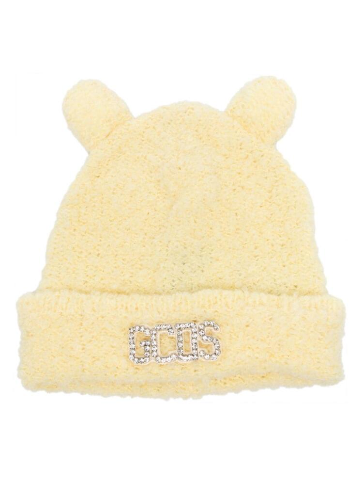 GCDS logo-embellished textured beanie - Yellow Cover