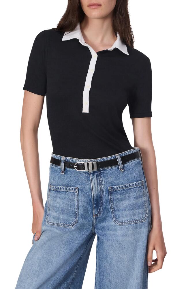 rag & bone The Knit Colorblock Polo in Black Cover