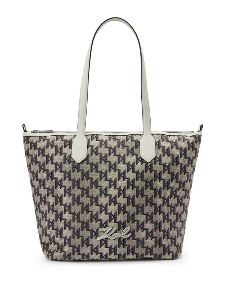 Karl Lagerfeld medium Signature Jacquard tote bag - Grey Cover