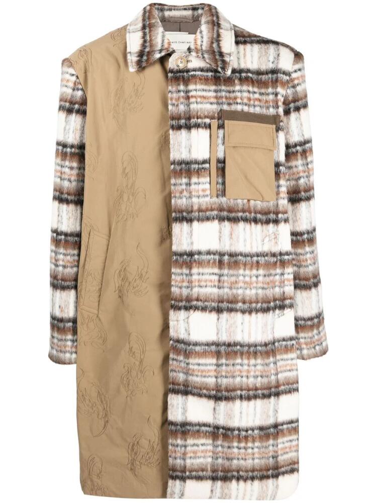 Feng Chen Wang tartan patchwork shirt coat - Brown Cover