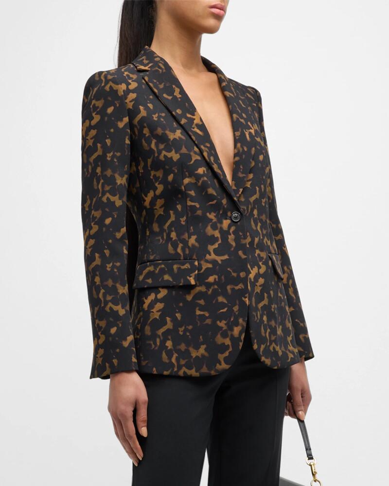 Theory Staple Tortoise-Print Slim Crepe Blazer Cover