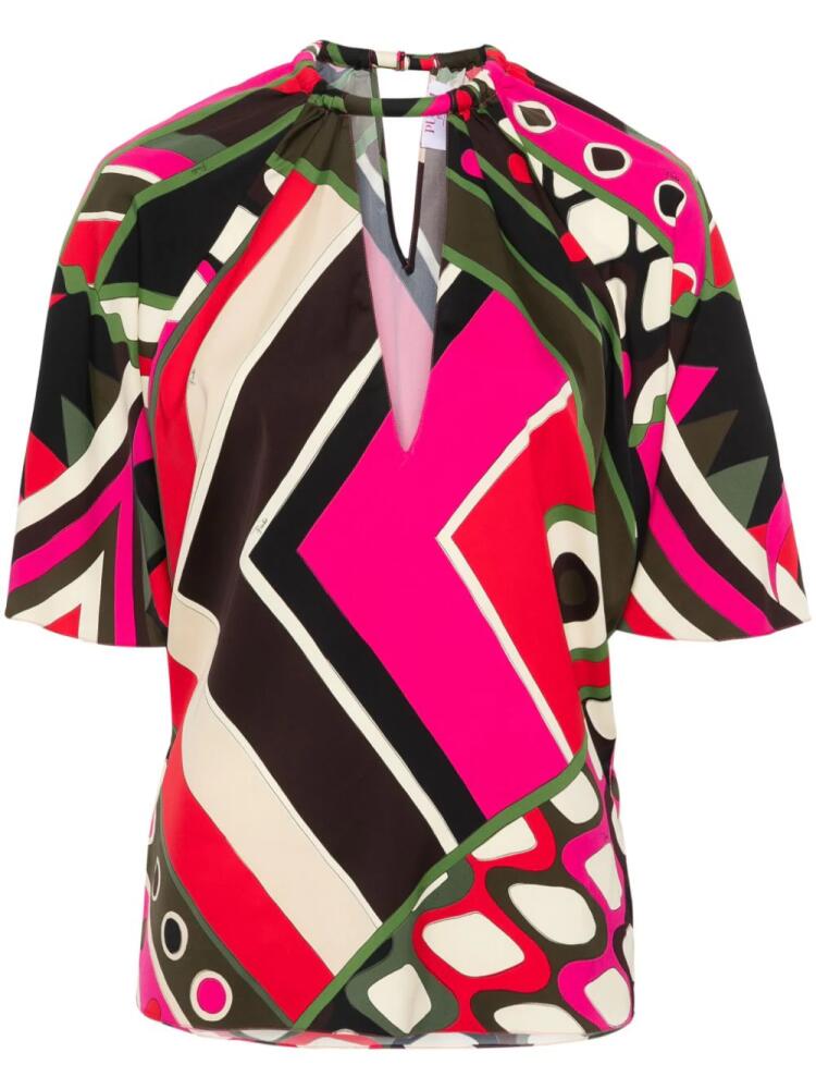 PUCCI Vivara-print V-neck blouse - Black Cover