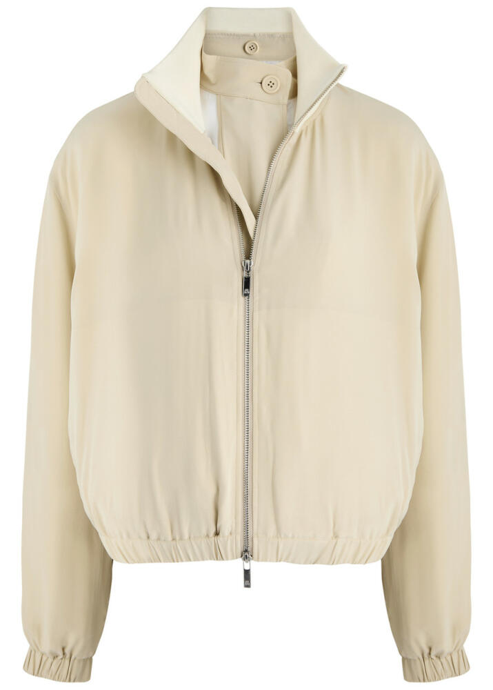 Helmut Lang Layered Silk and Satin Bomber Jackets - Cream Cover