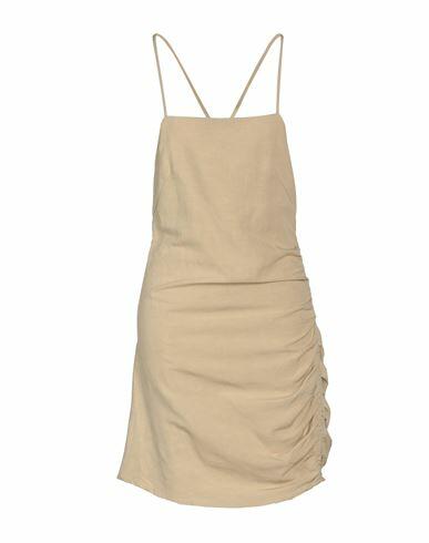 Vicolo Woman Mini dress Sand Viscose, Linen Cover