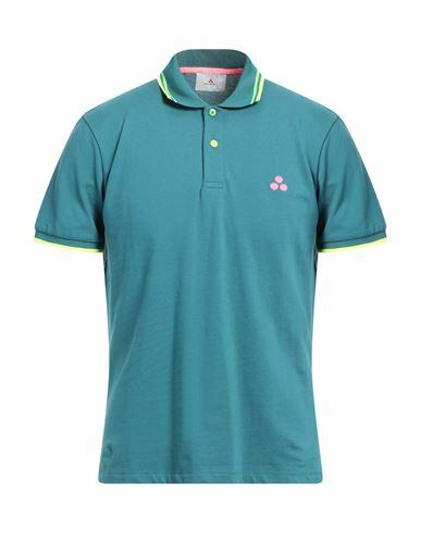 Peuterey Man Polo shirt Deep jade Cotton, Elastane Cover