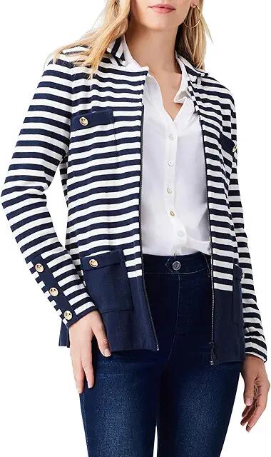 NIC+ZOE Striped City Charm Knit Blazer (Indigo Multi 1) Women's Jacket Cover