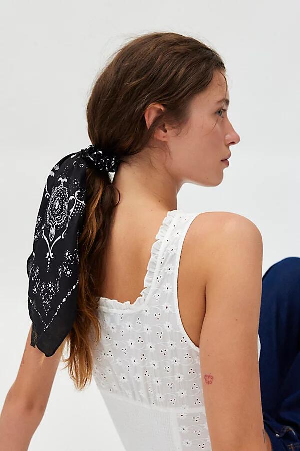 Bandana Handkerchief Scrunchie in Black Cover