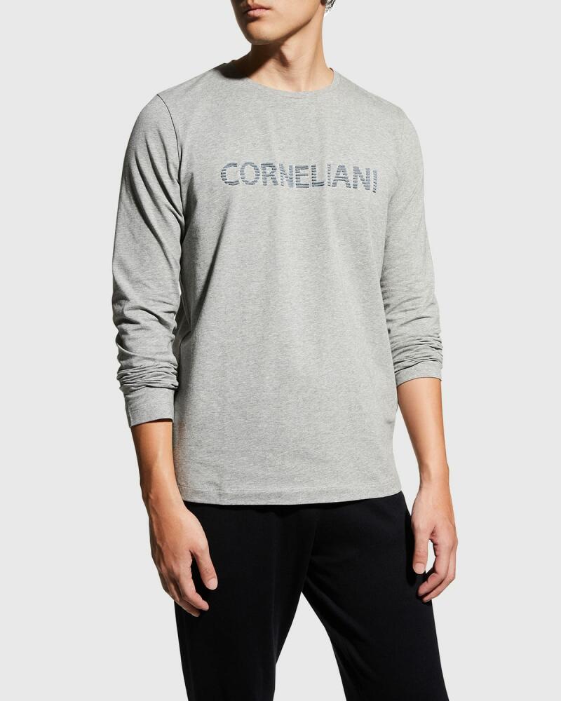 Corneliani Men's Textured-Logo T-Shirt Cover