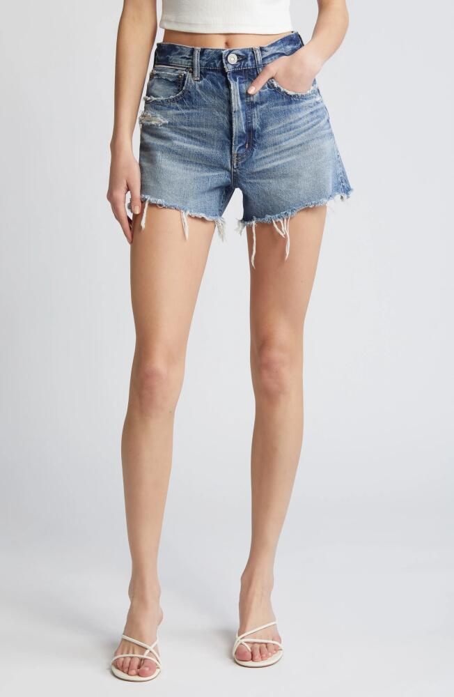 MOUSSY VINTAGE Elam Ripped Denim Cutoff Shorts in Blue Cover