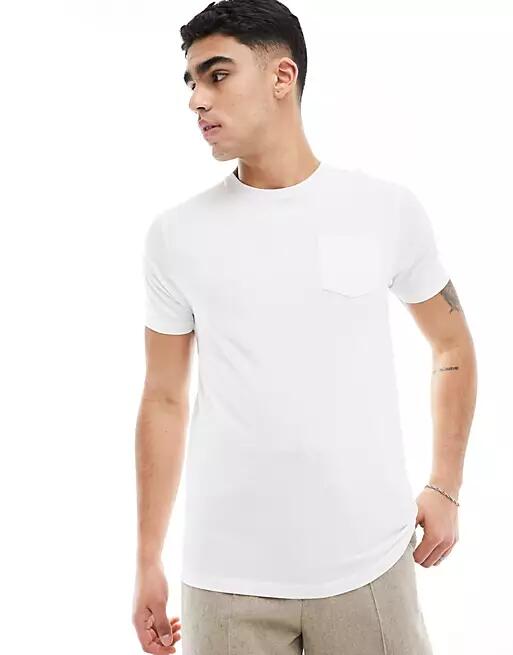 Brave Soul crew neck pocket T-shirt in white Cover