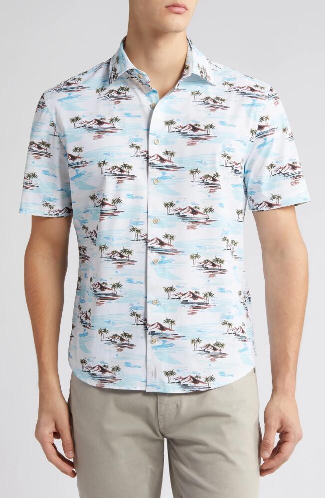 johnnie-O Barts Tropical Print Stretch Camp Shirt in White Cover