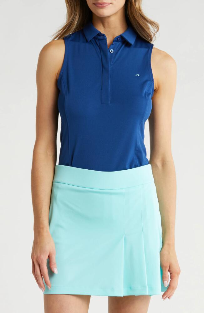 J. Lindeberg Dena Sleeveless Performance Golf Polo in Estate Blue Cover