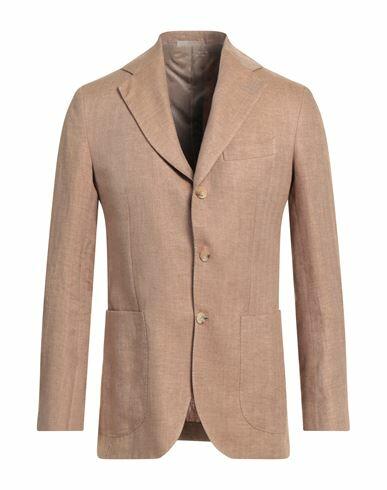 De Petrillo Man Blazer Camel Linen Cover