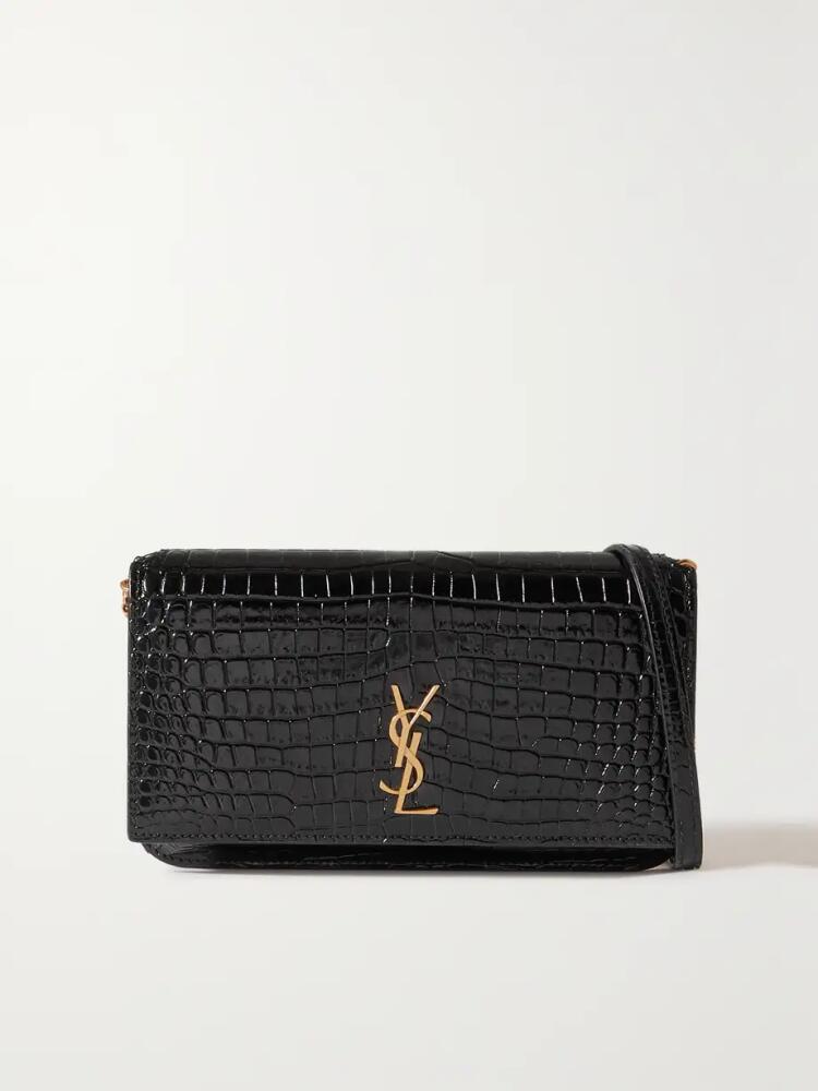 SAINT LAURENT - Cassandre Strap Leather Phone Case - Black Cover