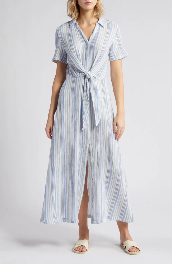 caslon(r) Stripe Cotton Gauze Shirtdress in Ivory Cloud- Blue Vera Stripe Cover