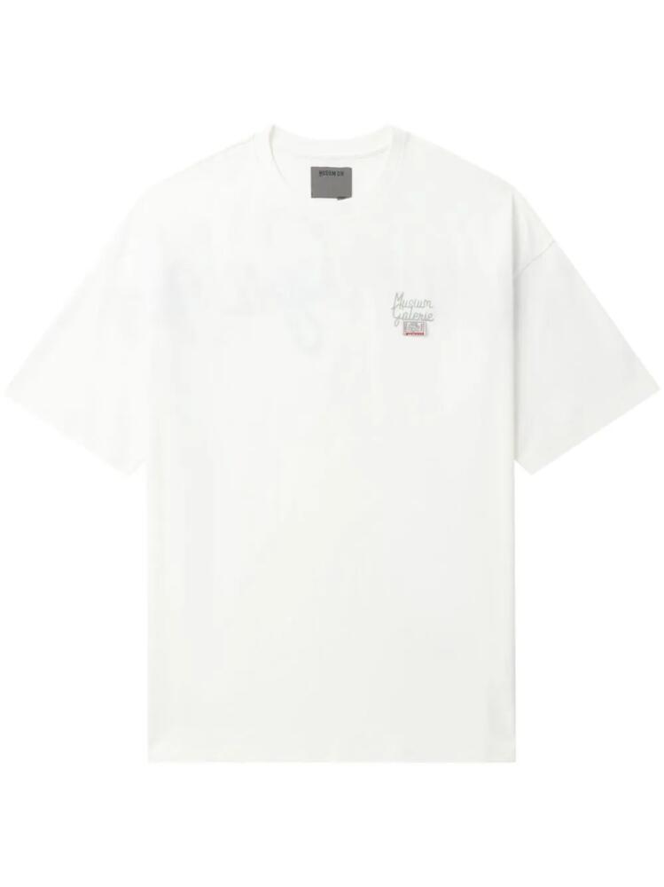 Musium Div. logo-embroidered cotton T-shirt - White Cover