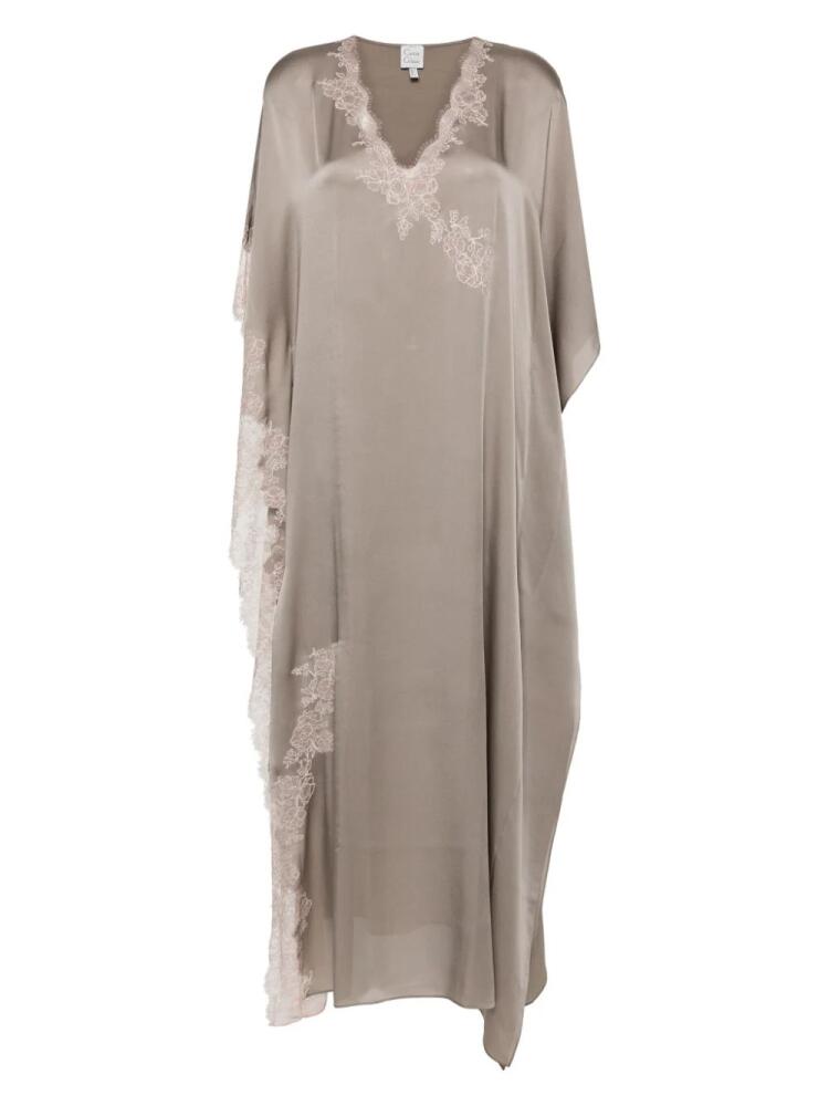 Carine Gilson lace-trim silk kaftan - Grey Cover