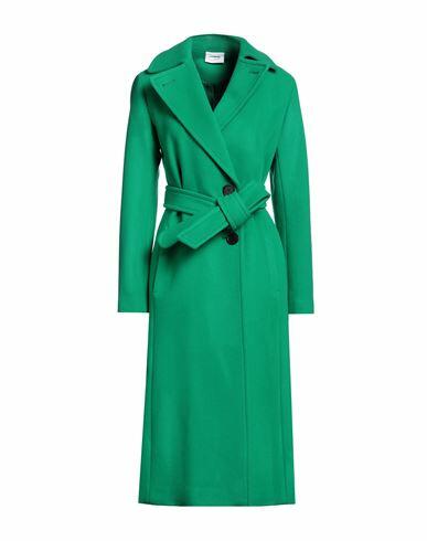 Akris Woman Coat Green Virgin Wool, Polyamide Cover