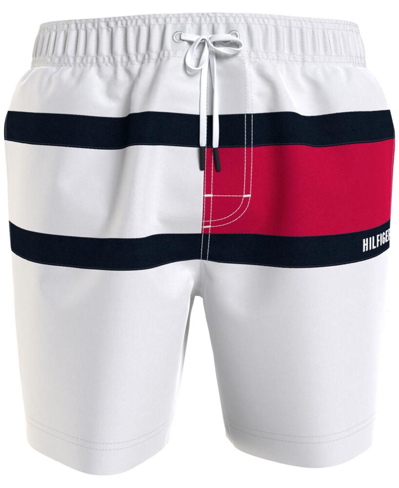 Tommy Hilfiger Men's Big & Tall Signature Flag Swim Trunk - Bright White Cover