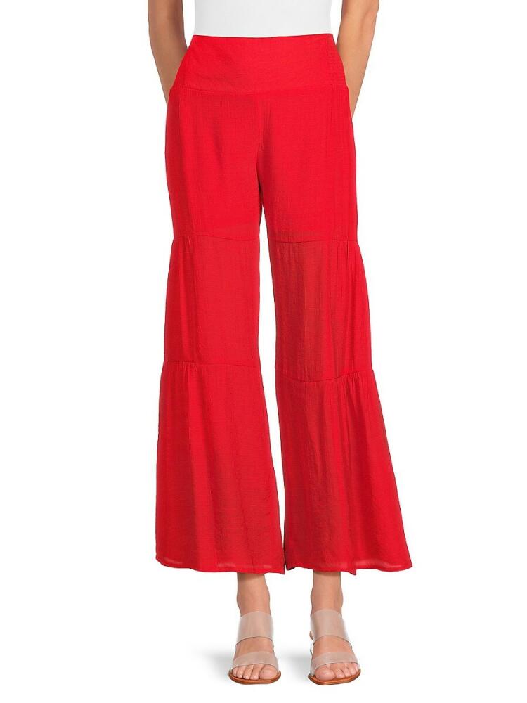 NANETTE nanette lepore Women's Solid Wide Leg Pants - Poppy Red Cover