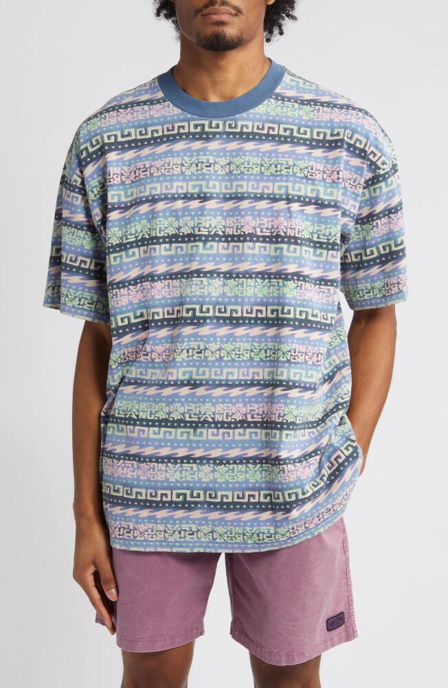 Billabong Halfrack Stripe Cotton Ringer T-Shirt in Splash Cover