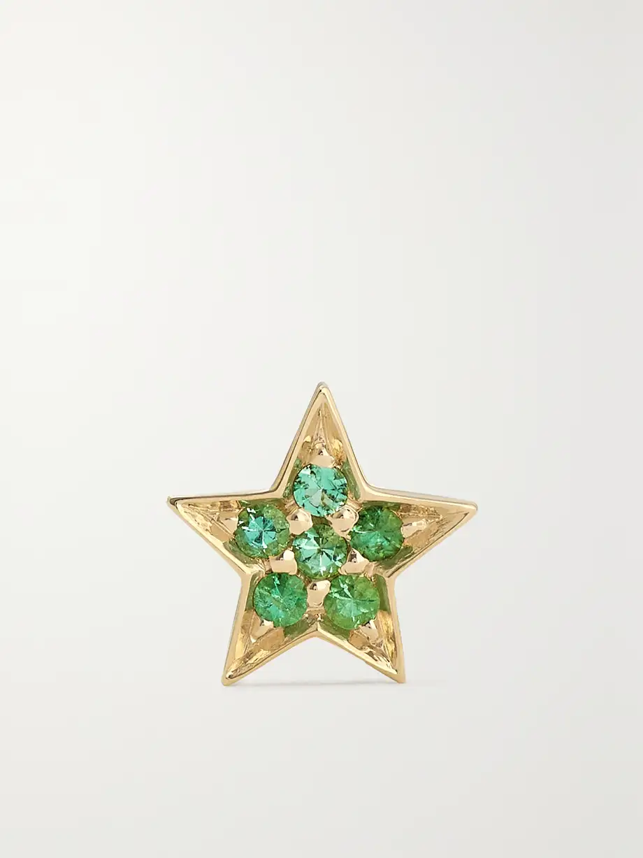 Andrea Fohrman - Mini Star 14-karat Gold Emerald Earring - One size Cover