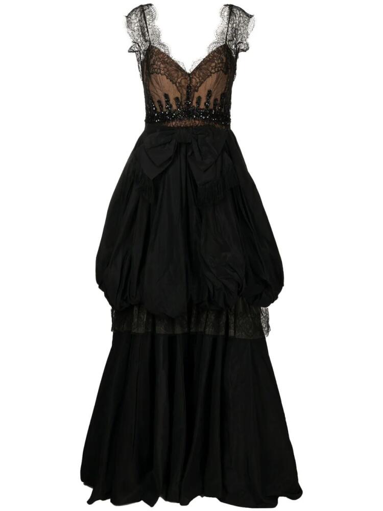 Zuhair Murad asymmetrical lace-detail gown - Black Cover