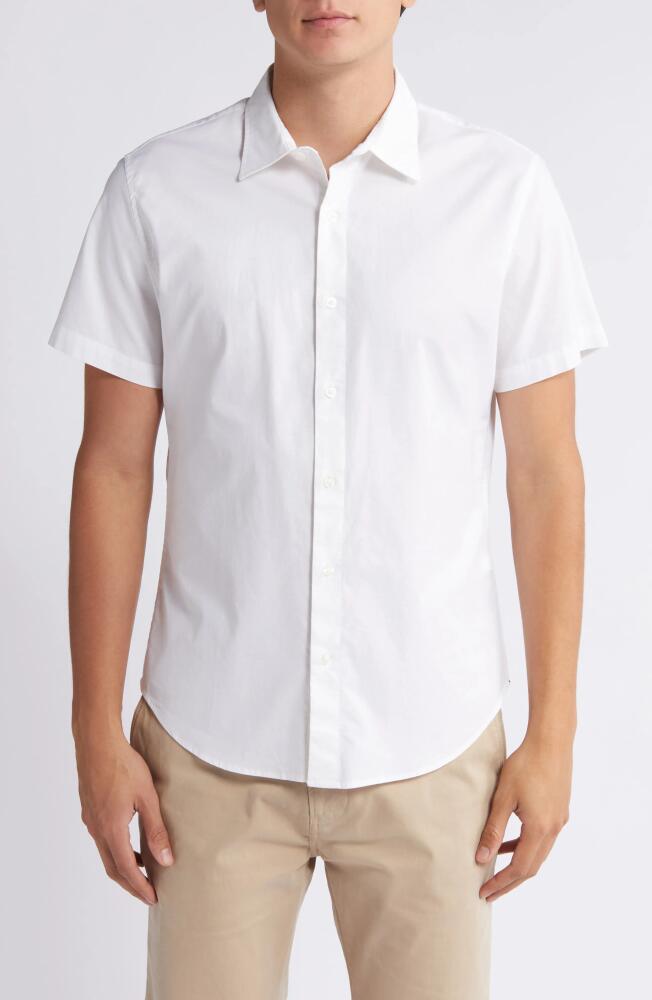 Bonobos Riviera Slim Fit Short Sleeve Stretch Cotton Button-Up Shirt in Solid White Cover