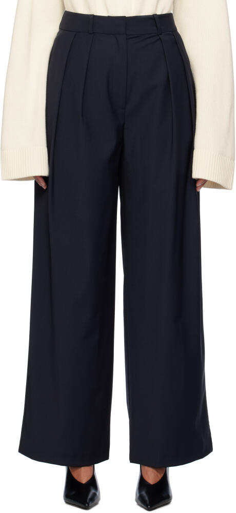 The Frankie Shop Navy Ripley Pleated Trousers Cover