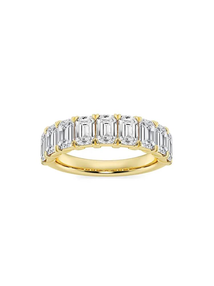 Saks Fifth Avenue Women's Build Your Own Collection 14K Yellow Gold & 9 Natural Emerald Cut Diamond Anniversary Band - 3 Tcw Yellow Gold Cover