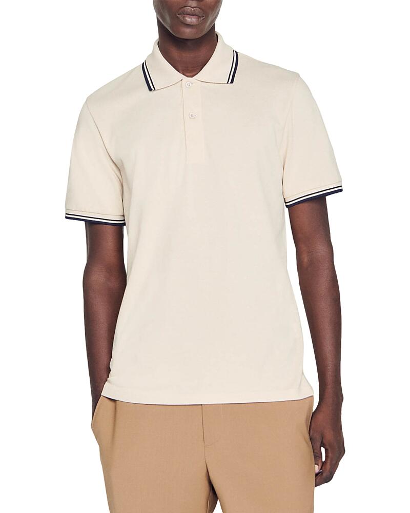 Sandro Cotton Vertical Logo Pique Polo Shirt Cover