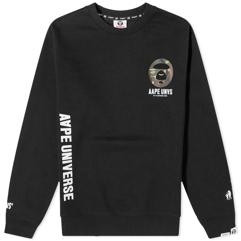 Men's AAPE Back X-Bone Crew Sweat in Black Cover