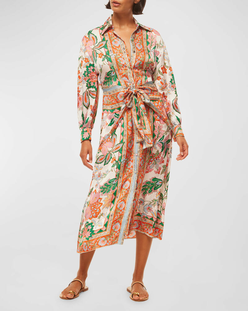 MISA Los Angeles Kasbah Tie-Waist Floral Midi Shirtdress Cover