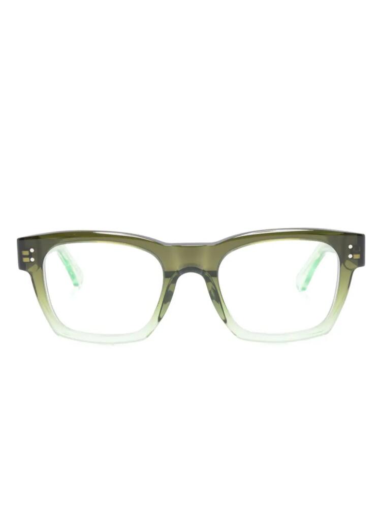 Marni Eyewear square-frame logo-print glasses - Green Cover