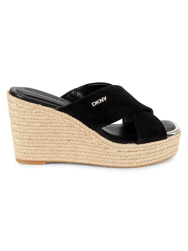 DKNY Women's Maryn Espadrille Wedge Platform Sandals - Black Cover