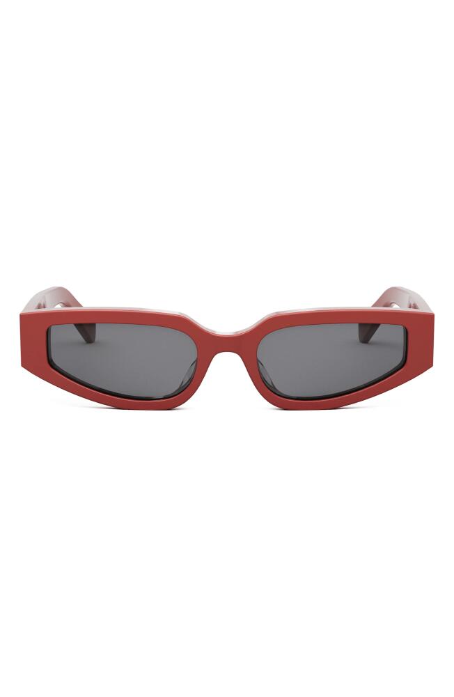 CELINE Triomphe 54mm Geometric Sunglasses in Shiny Red /Smoke Cover