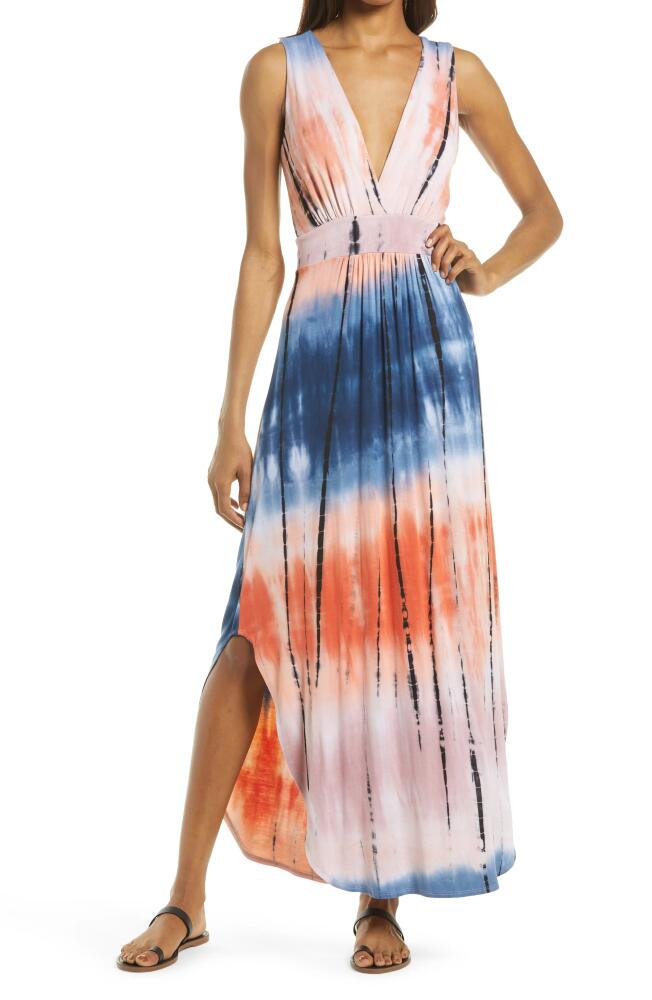 Fraiche by J Tie Dye V-Neck Jersey Dress in Multi Cover