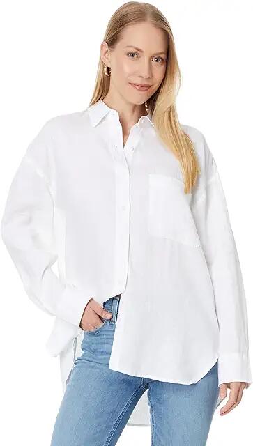 Faherty Linen Laguna Relaxed Shirt (White) Women's Clothing Cover