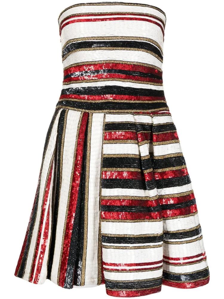 Zuhair Murad sequinned stripe-print mini dress - Red Cover