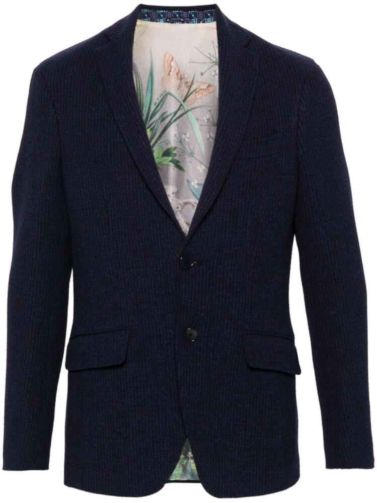 ETRO ribbed single-breasted blazer - Blue Cover