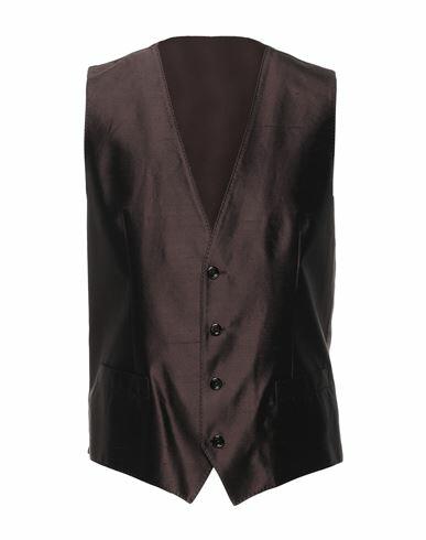 Dolce & gabbana Man Tailored Vest Dark brown Silk Cover