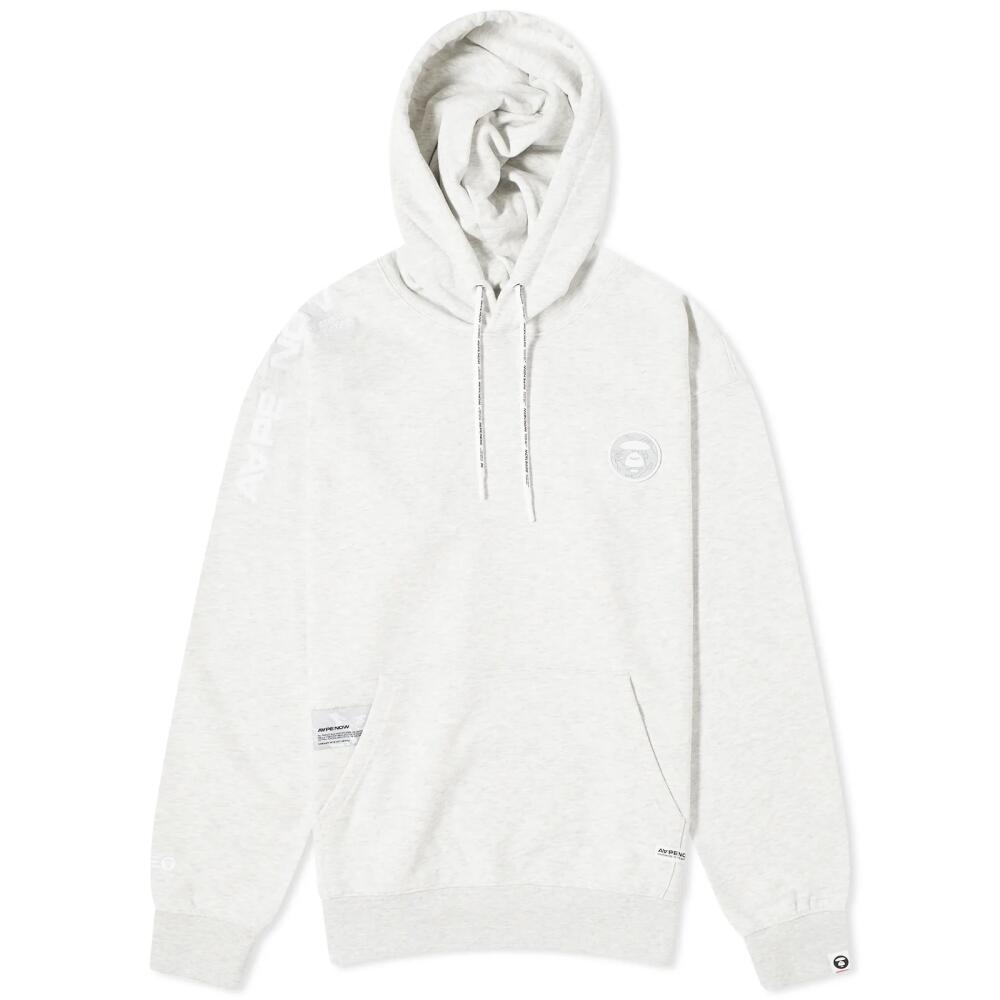 Men's AAPE Camo Silicone Badge Hoodie in Heather White Cover