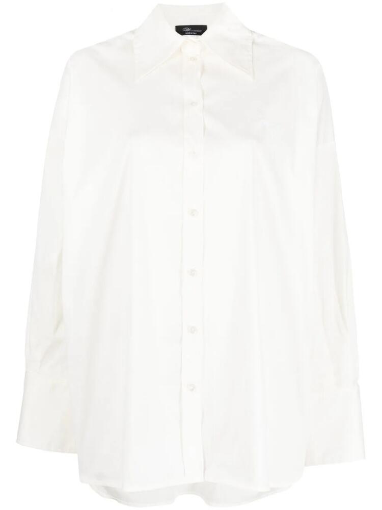 Blumarine logo-embroidered drop-shoulder shirt - Neutrals Cover