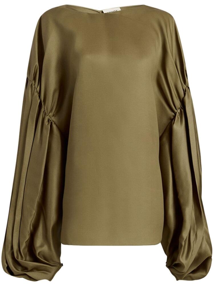 KHAITE Quico pleat-detail silk blouse - Brown Cover