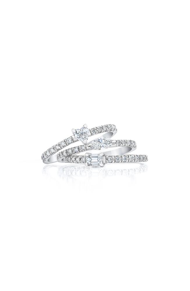 Mindi Mond Set of 3 Fancy Cut Diamond Stacking Rings in 18K Wg Cover