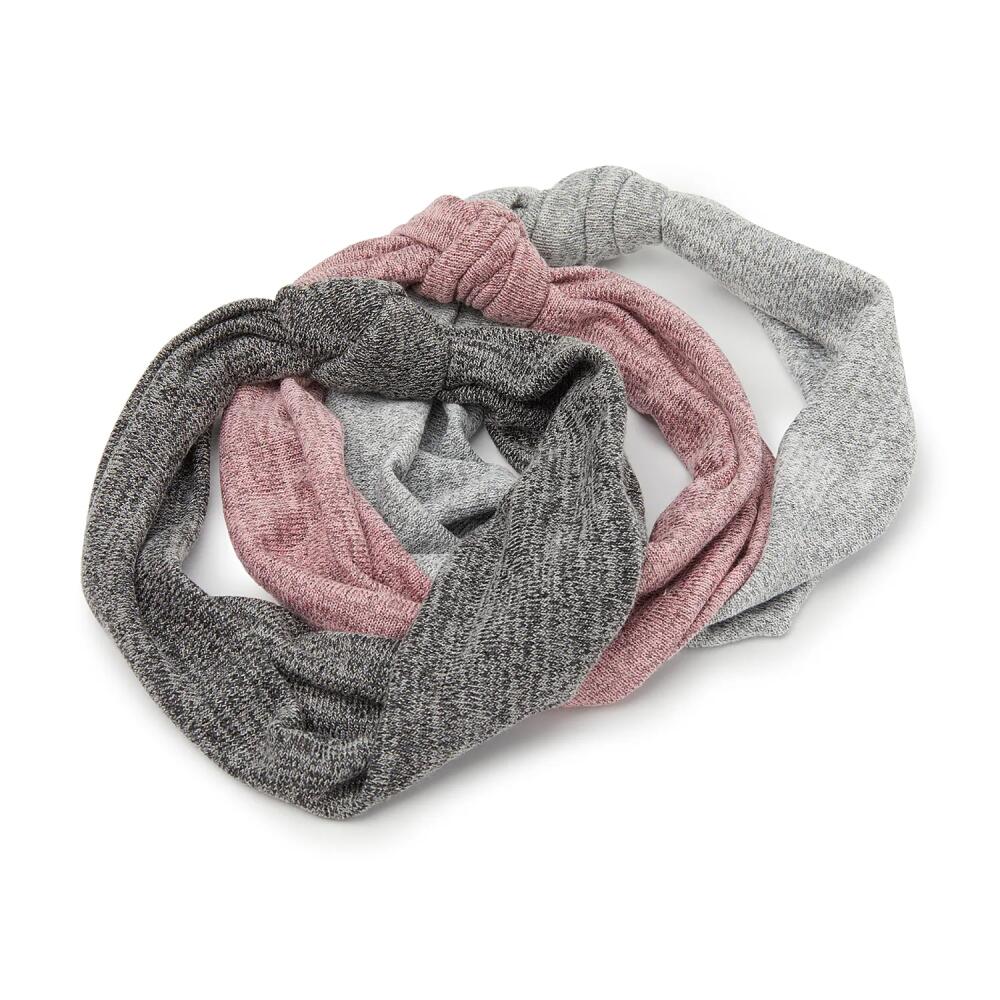 Kelly & Katie Knotted Headband Set 3 Pack | Women's | Grey/Charcoal/Mauve SpaceDye Cover