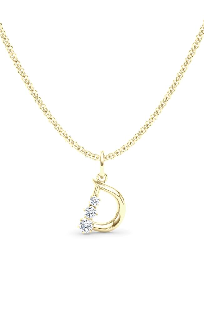 HauteCarat Graduated Lab Created Diamond Initial Letter Pendant Necklace in D - 18K Yellow Gold Cover