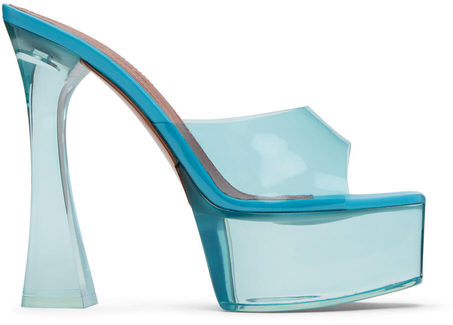 Amina Muaddi Blue Dalida Glass Plateau Heeled Sandals Cover